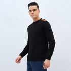 Men's Jet Black Crew Neck Casual Pullover, Black, small image number null