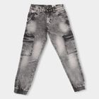 Boys Washed Grey Cargo Fit Jeans, Black, small image number null