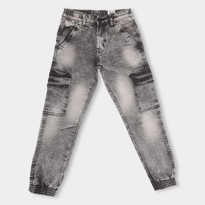 Boys Washed Grey Cargo Fit Jeans