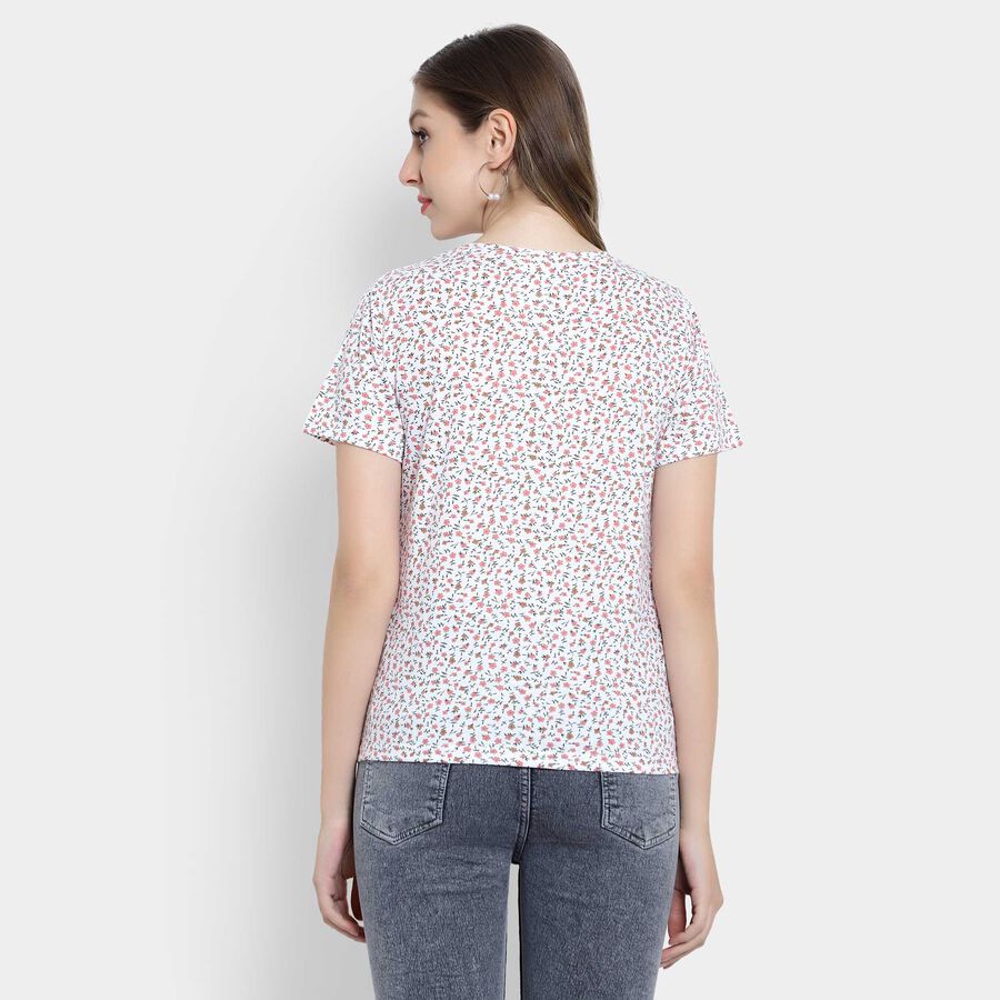 All Over Print Round Neck T-Shirt, White, large image number null