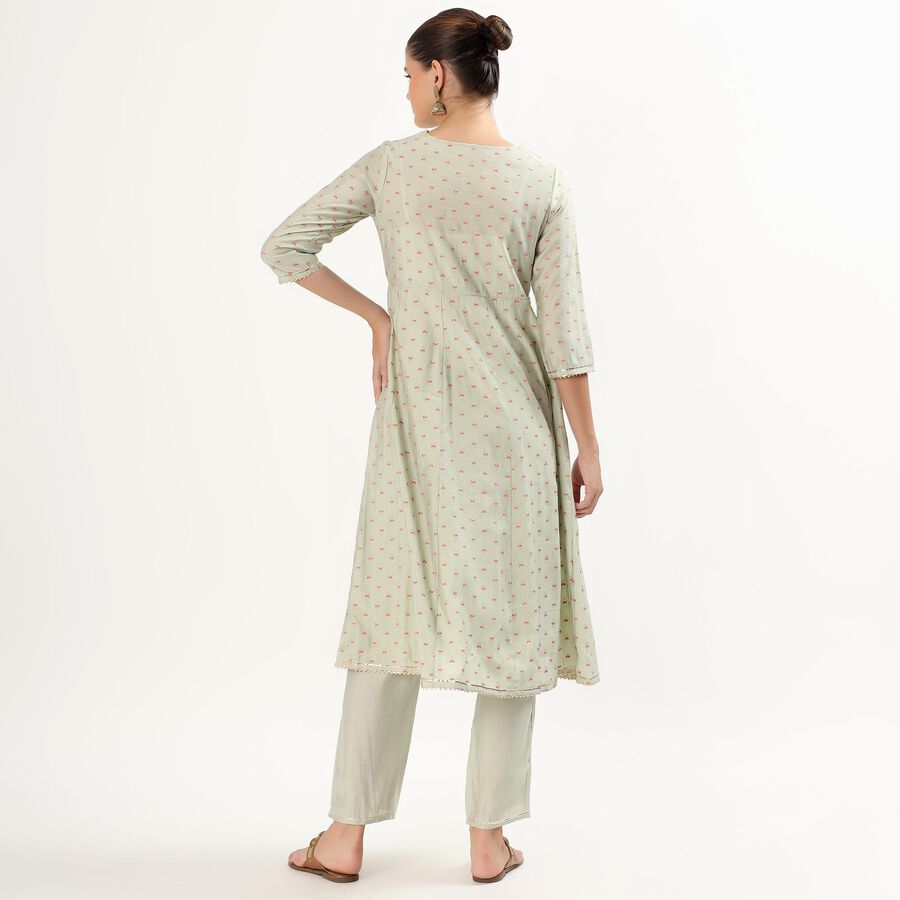 Women's Light Sage Green Floral Embroidered Ethnic Set, Light Green, large image number null