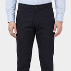 Men's Navy Blue Slim Fit Casual Trousers, Navy Blue, small