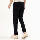 Men's Jet Black Slim Fit Flat-Front Casual Trousers, Black, small