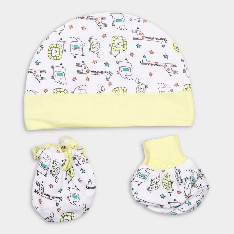 Infants' 100% Cotton Gift Set (Cap, Mittens, Booties), White, large