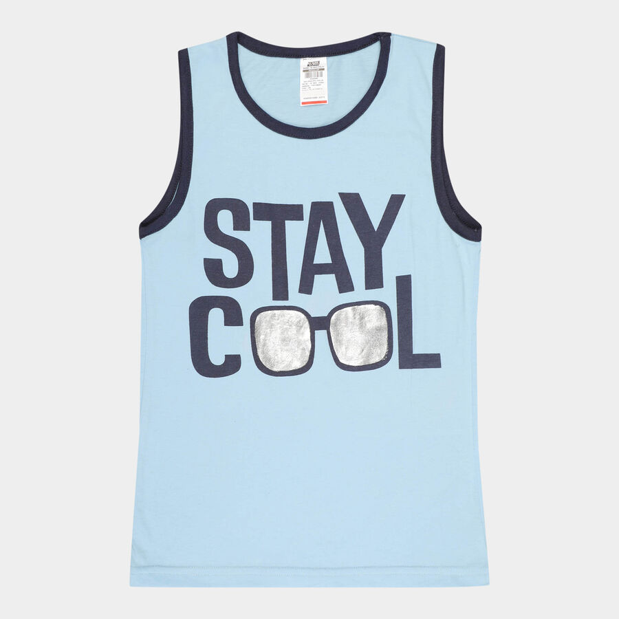 Boys Round Neck T-Shirt, Light Blue, large image number null
