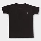 Boys Jet Black Crew Neck Casual T-Shirt, काला, small image number null