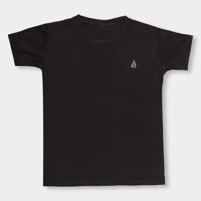 Boys Jet Black Crew Neck Casual T-Shirt