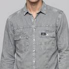 Men's Grey Cotton Spread Collar Casual Shirt, हल्का ग्रे, small