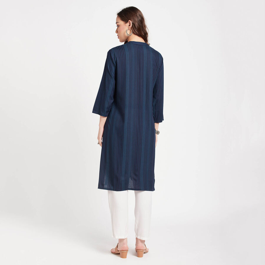 Solid Kurta, नेवी ब्लू, large image number null