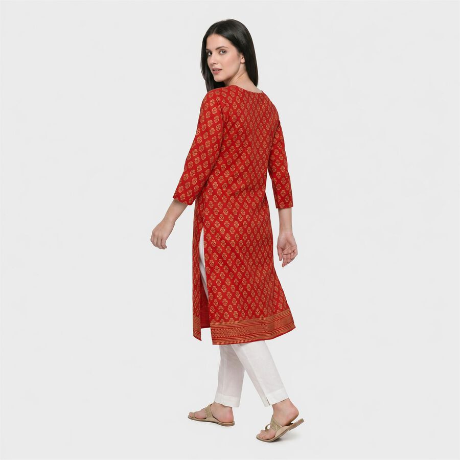 Women's Fuchsia Round Neck Printed Kurta, Fuchsia, large