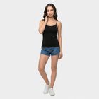 Women's Black Cotton Blend Scoop Neck Camisole Slip, Black, small