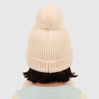 Infants Soft Beige Cat Face Winter Cap, ऑफ व्हाइट, small image number null