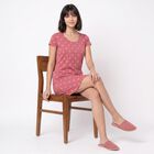 Women's Pink Round Neck T-Shirt Style Nighty, Pink, small