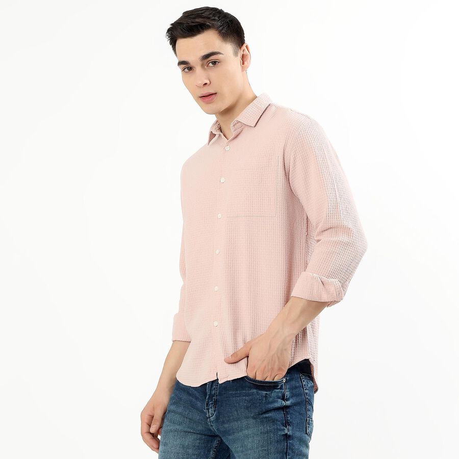 Men's Pale Pink Cotton Classic Collar Casual Shirt, Peach, large image number null