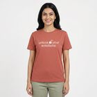 Women Pink Round Neck Casual T-Shirt, Pink, small
