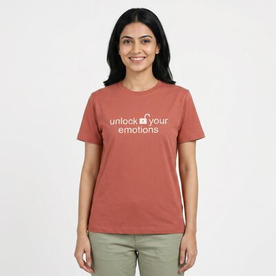 Women Pink Round Neck Casual T-Shirt
