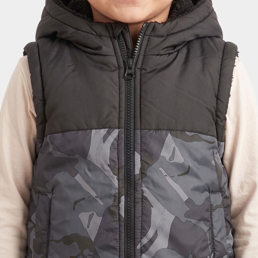 Boys Mid Blue Hooded Puffer Jacket, Mid Blue, large