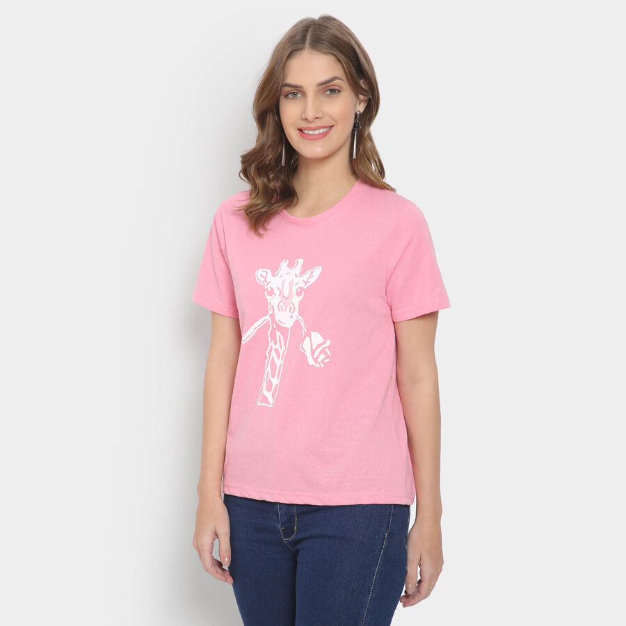 Round Neck T-Shirt, Pink, large image number null