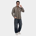 Men's Brown Cotton Casual Shirt, Brown, small