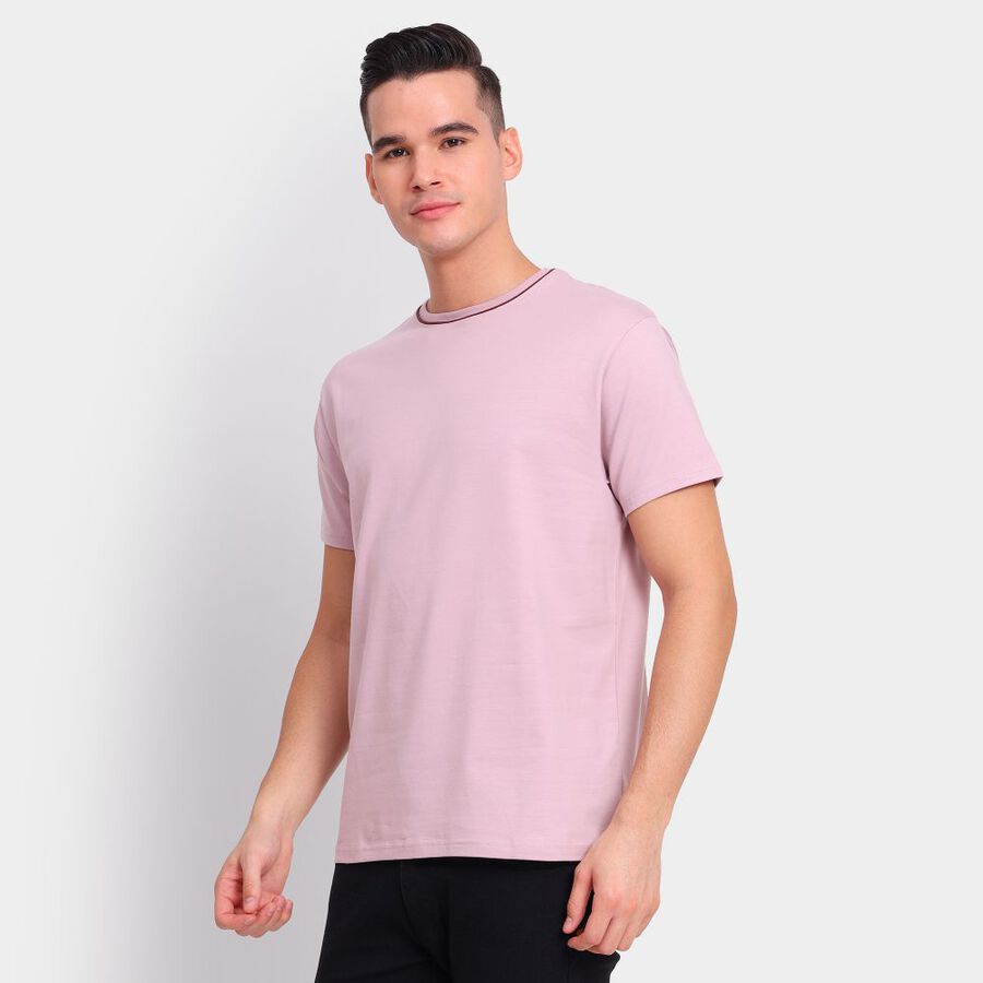 Men's Round Neck Half Sleeves T-Shirt, गुलाबी, large image number null