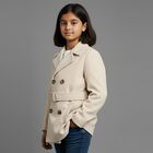 Girls' Beige Double-Breasted Jacket, ऑफ व्हाइट, small image number null