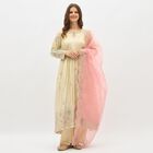 Women's Eggshell White Keyhole Neck Embroidered Kurta, Off White, small image number null