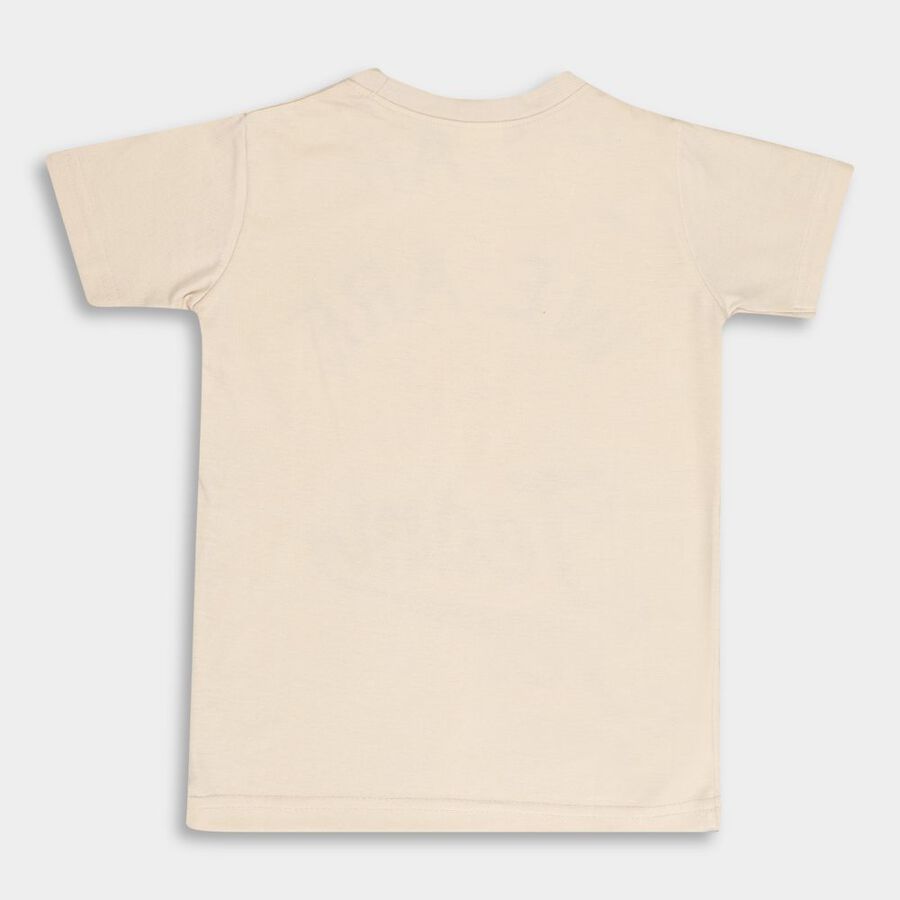 Boys Round Neck T-Shirt, Beige, large image number null