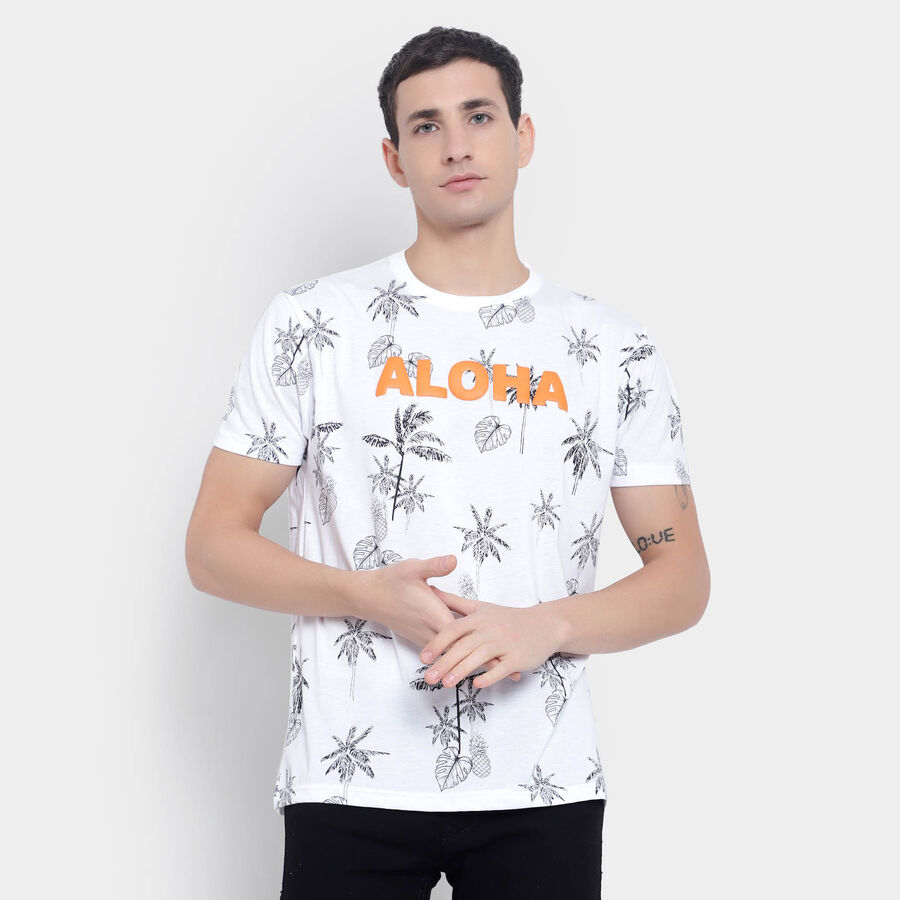 All Over Print Round Neck T-Shirt, सफ़ेद, large image number null