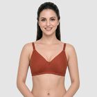 Women's Brown Cotton Blend V Neck Bralette Bra, Brown, small