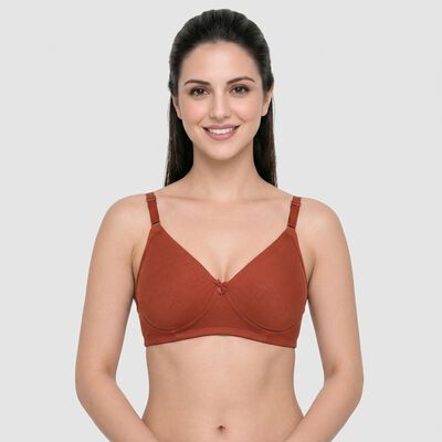 Women's Brown Cotton Blend V Neck Bralette Bra