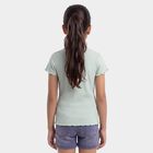 Girls' Green Round Neck Casual T-Shirt, Light Green, small