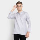 Printed Mandarin Collar Kurta, Light Grey, small image number null