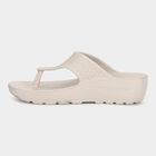 Women's Beige Wedge Flip-Flop Slippers, गहरा पीला, small