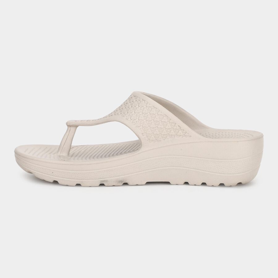 Women's Beige Wedge Flip-Flop Slippers, गहरा पीला, large