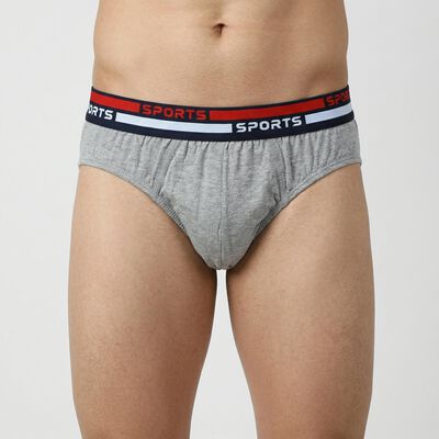 Men's Grey Cotton Regular Fit Briefs