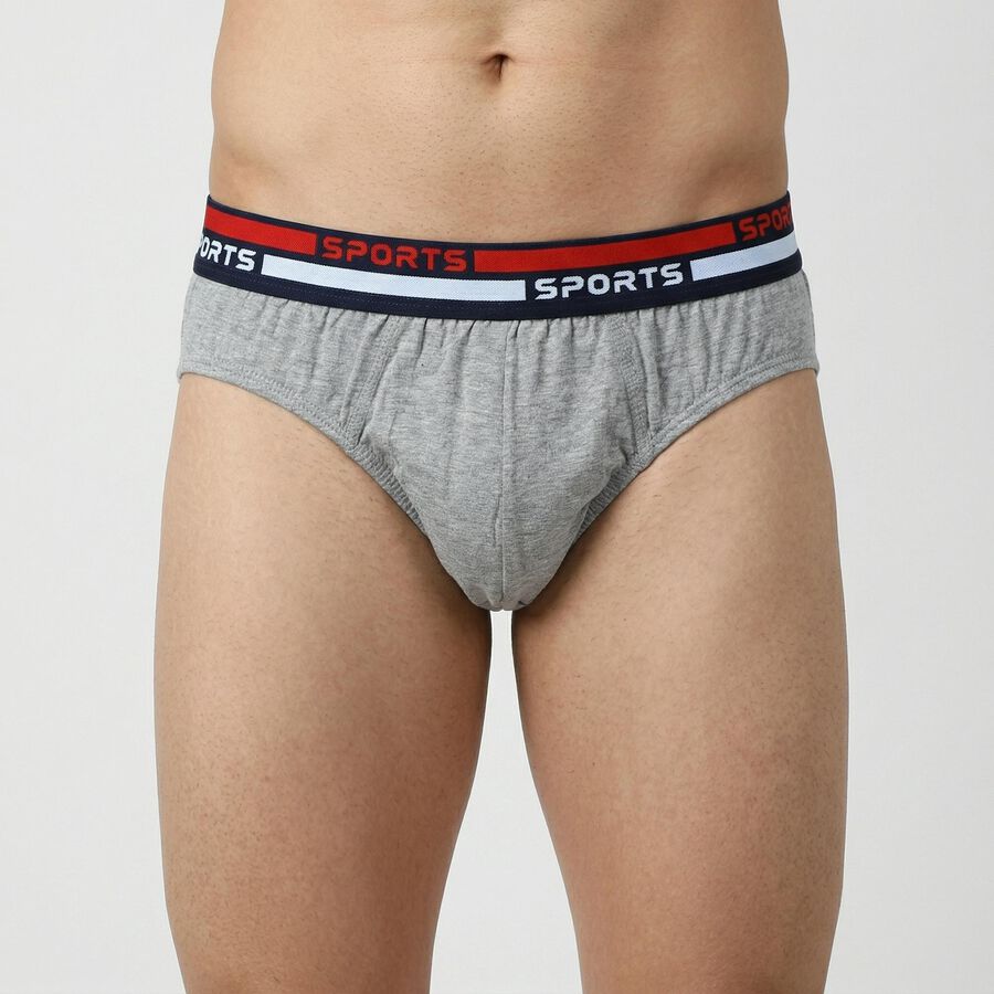 Men's Grey Cotton Regular Fit Briefs, मिश्रित हल्का ग्रे, large
