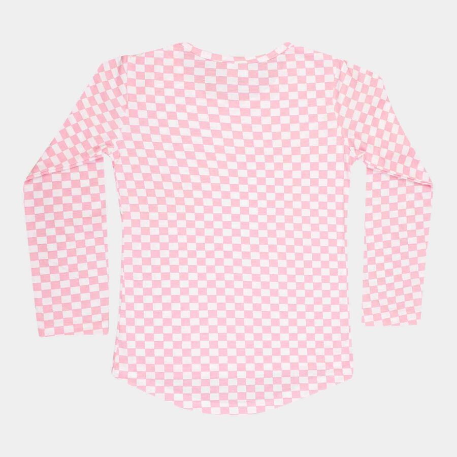 Girls Regular Round Neck Top, हल्का गुलाबी, large image number null