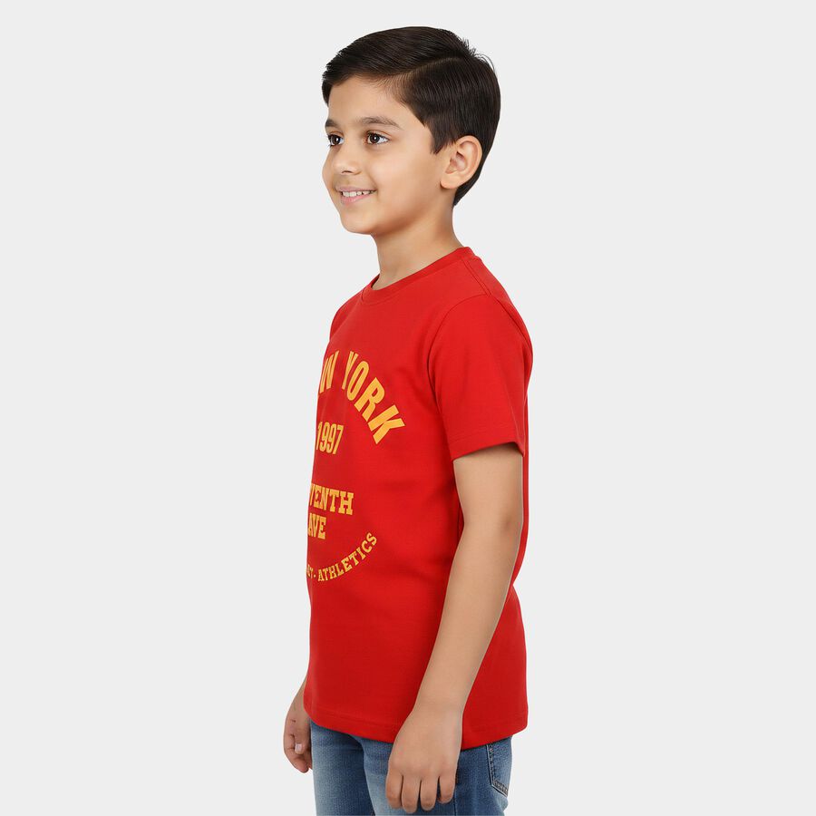 Boys' Half Sleeves T-Shirt, लाल, large