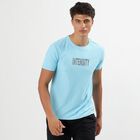 Men's Light Sky Blue Crew Neck Athleisure T-Shirt, Aqua, small image number null