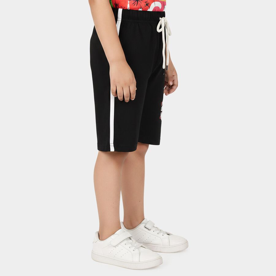 Boys' Black Regular Fit Printed Jamaican Shorts, Black, large