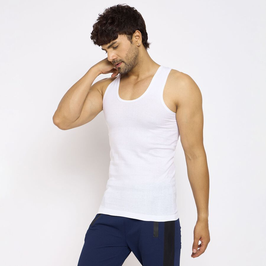 Men's 100% Cotton Vest, White, large image number null