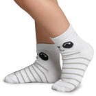 Girls' Soft Pink and White Regular Fit Cartoon Face Ankle Socks Pack of 2, हल्का गुलाबी, small