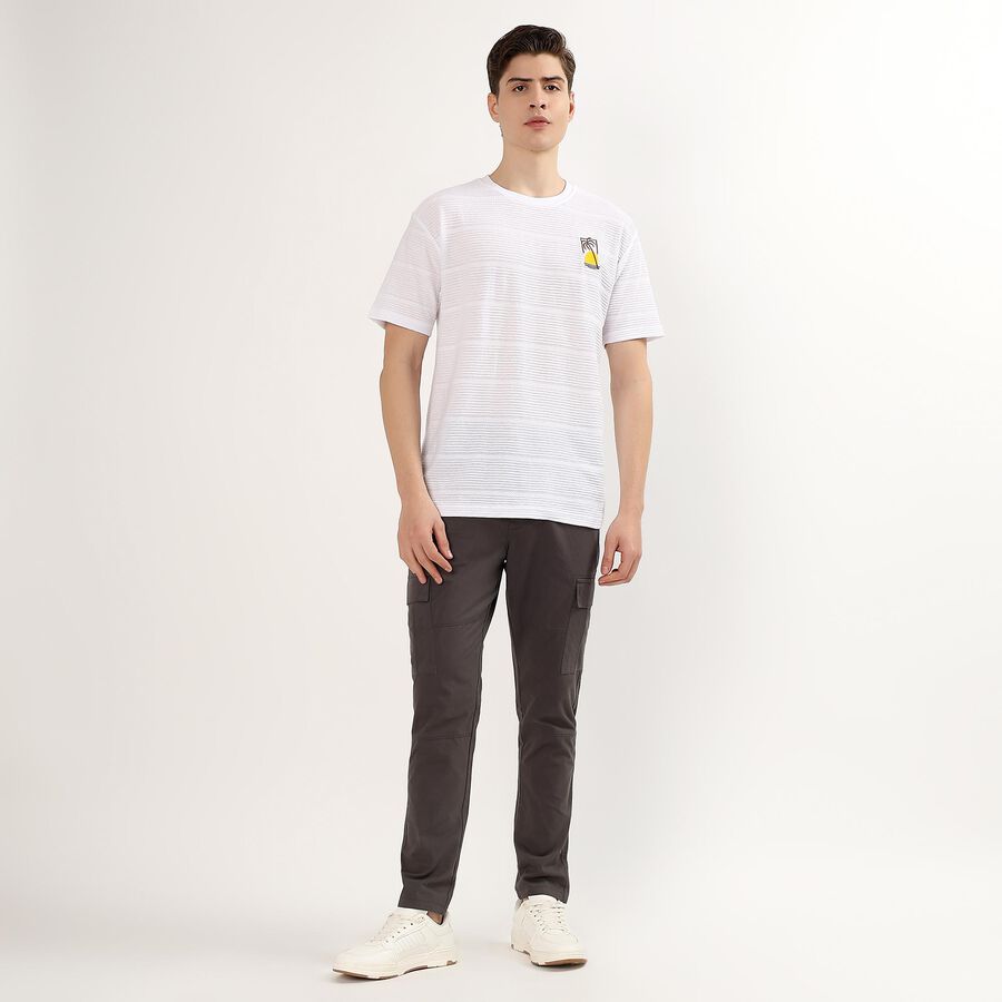 Men's Slim Fit Casual Trousers, Dark Grey, large