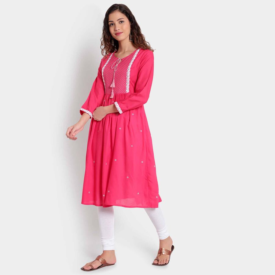 Printed Empire Line Kurta, Coral, large image number null