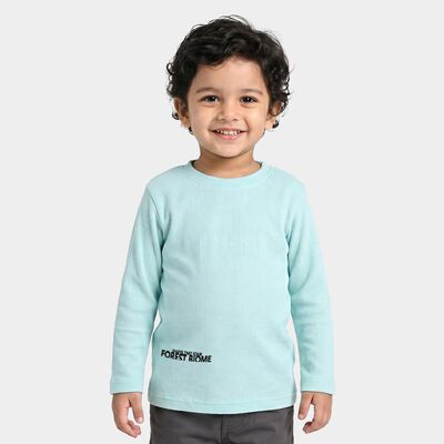 Boys Light Blue Round Neck Regular T-Shirt