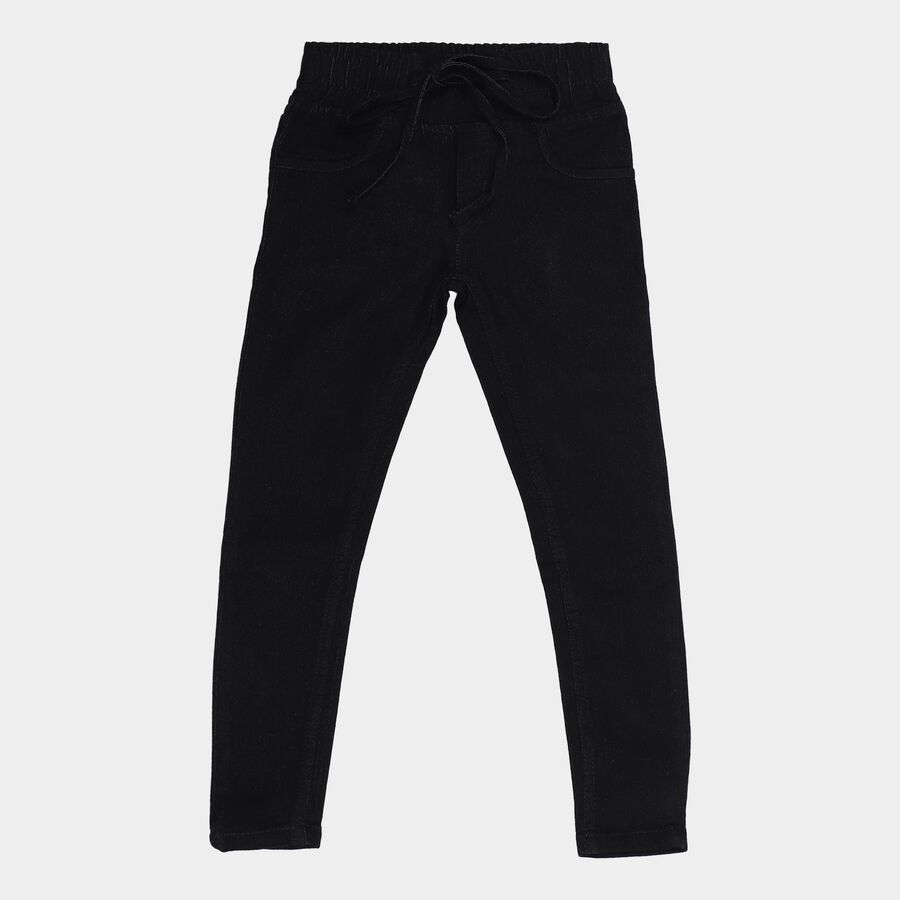 Girls Black Relaxed Fit Cargo Jogger Jeans, काला, large