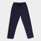 Boys' Deep Navy Blue Regular Fit Elastic Waist Trousers, Navy Blue, small image number null
