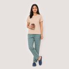 Women's Light Blue Straight Fit Printed Lounge Pyjama, Light Blue, small
