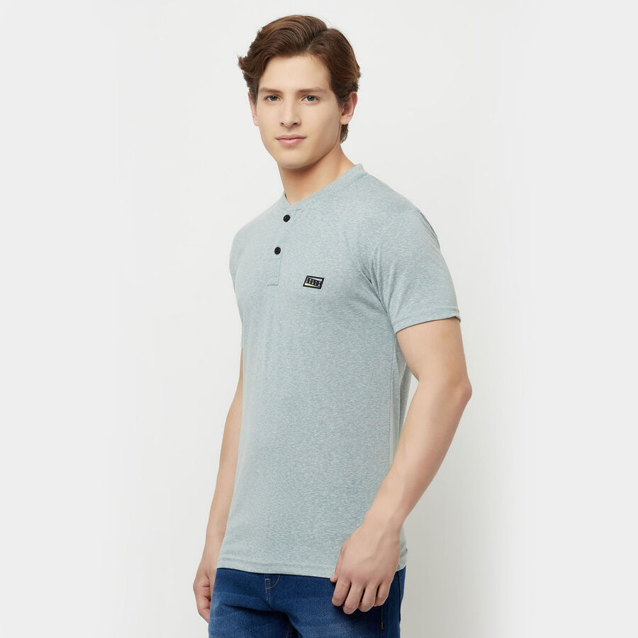Solid Henley T-Shirt, Light Grey, large image number null