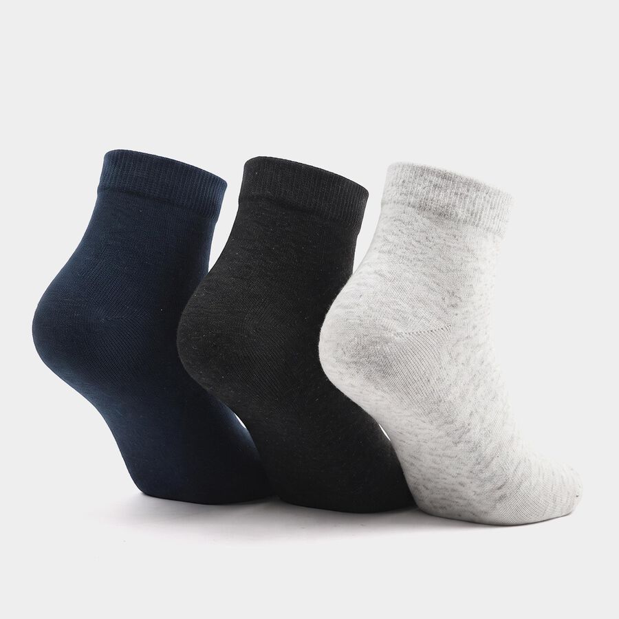 Men's Ankle Length Pack of 3 Socks ( Grey, Black, White ), Teal Blue, large